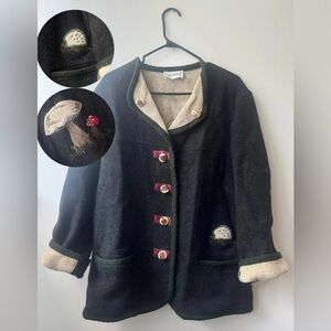 Vintage Wool Blend Mushroom & Forest Theme Embroidered Sweater